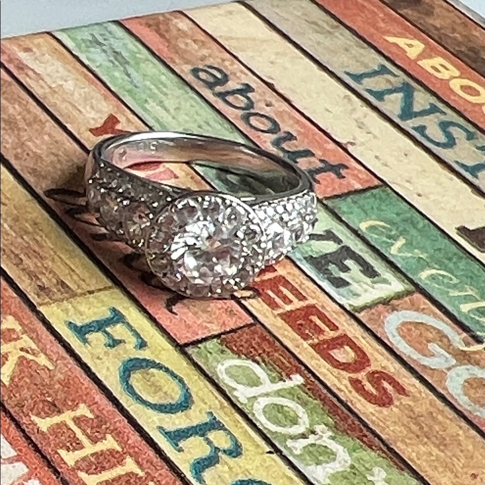 Suzy Levian Elegant Silver Ring with Clear Stones